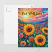 Carte postale de fleurs de tournesol pour un rétab (Devant / Derrière)