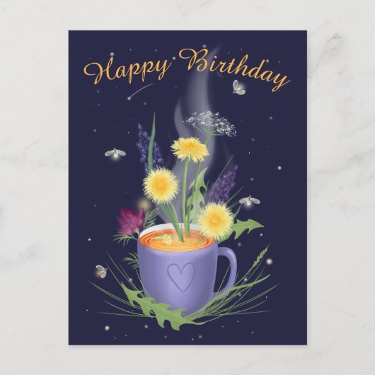 Carte postale de fleurs d'été pour le thé (Devant)