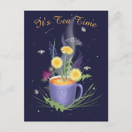 Carte postale de fleurs d'été pour le thé (Devant)