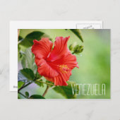 Carte postale de fleurs d'hibiscus du Venezuela (Devant / Derrière)