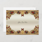 Carte postale de fleurs dorées en pierre précieuse (Devant / Derrière)