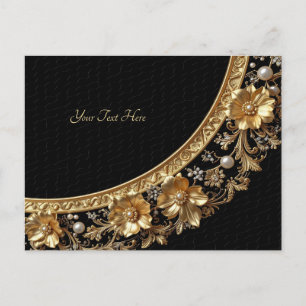 Carte postale de fleurs dorées ornées