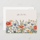 Carte postale de fleurs sauvages colorées (Devant / Derrière)