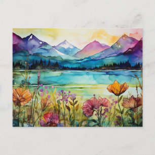 Carte postale de fleurs sauvages de montagne à l'a