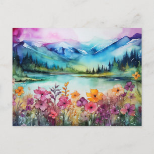 Carte postale de fleurs sauvages de montagne à l'a
