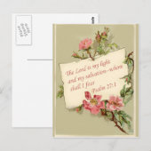 Carte postale de fleurs vintage roses avec verset (Devant / Derrière)