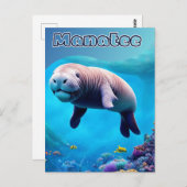 Carte postale de Floride, mignonne Manatee dans l' (Devant / Derrière)