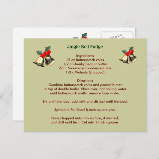 Carte postale de fondant de Jingle Bell (Devant / Derrière)