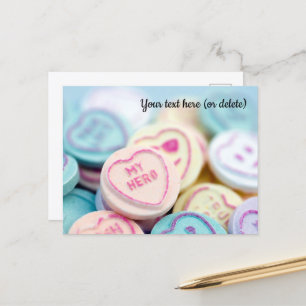 Carte postale de friandises Love Heart « Mon héros