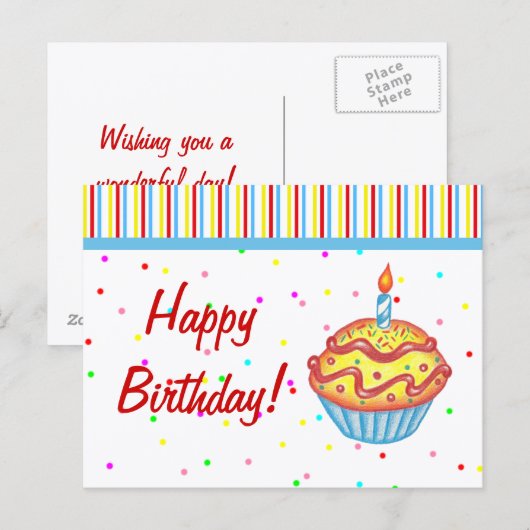 Carte postale de gâteau d'anniversaire (Devant / Derrière)