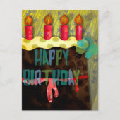 Carte postale de gâteau d'anniversaire avec bougie (Devant)