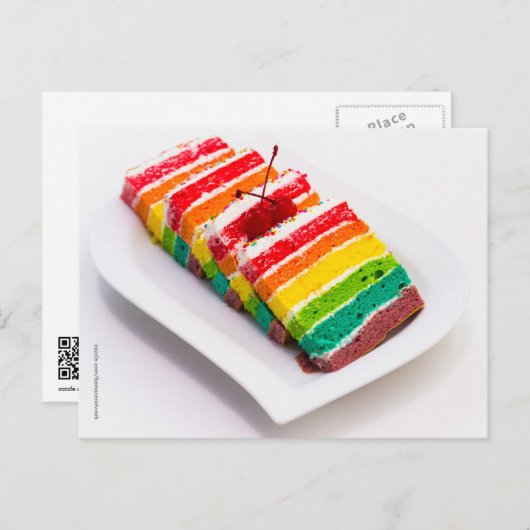 Carte postale de gâteau d'arc-en-ciel (Devant / Derrière)