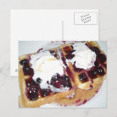 Carte postale de gaufres aux myrtilles avec crème (Devant / Derrière)