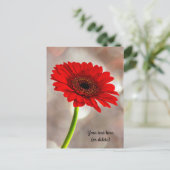 Carte postale de gerbera rouge unique (Debout devant)
