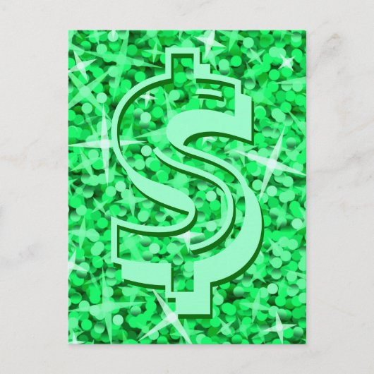 Carte postale de Glitz Green dollar '$' (Devant)