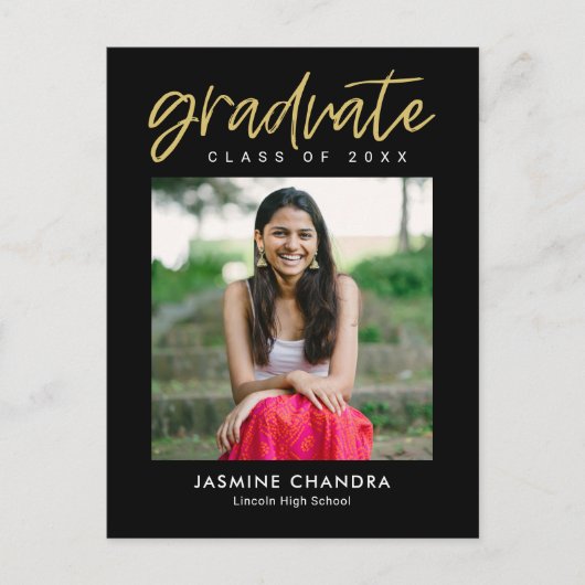Carte postale de graduation couleur modifiable par (Devant)