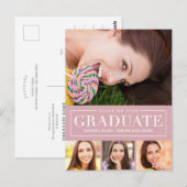 Carte postale de graduation de couleur modifiable  (Devant / Derrière)