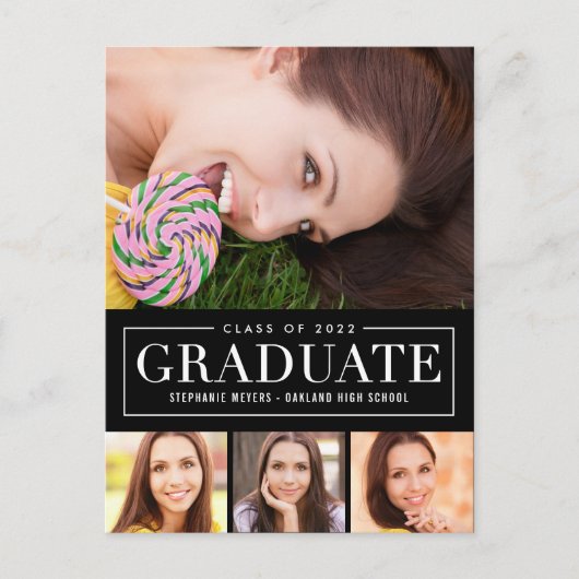 Carte postale de graduation de couleur modifiable (Devant)