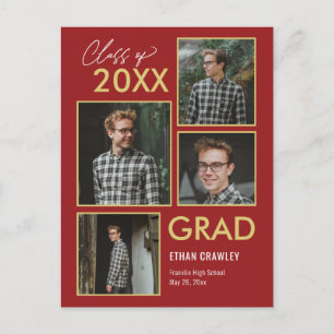 Carte postale de graduation de couleur modifiable