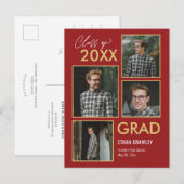 Carte postale de graduation de couleur modifiable  (Devant / Derrière)