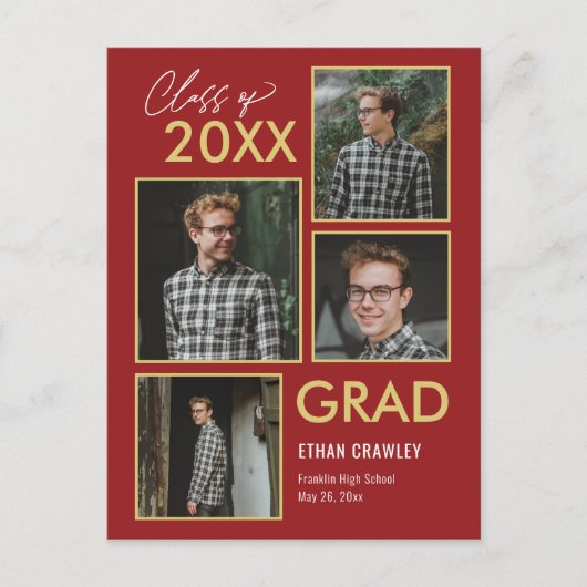 Carte postale de graduation de couleur modifiable  (Devant)