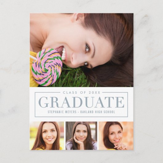 Carte postale de graduation de couleur modifiable (Devant)