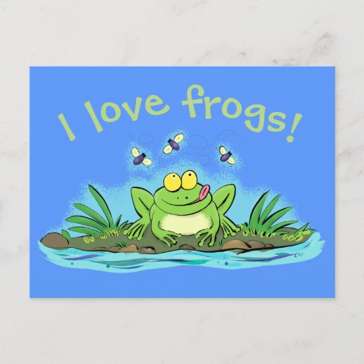 Carte postale de grenouille affamée mignonne avec  (Devant)