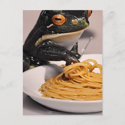 Carte postale de grenouille mangeant des spaghetti (Devant)