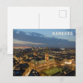 Carte postale de Hambourg la nuit (Devant / Derrière)