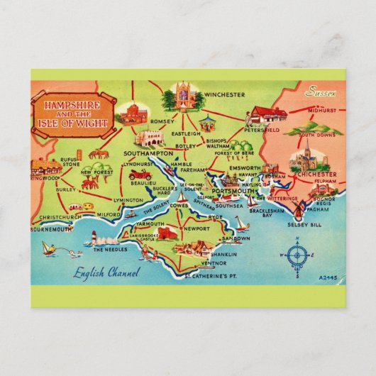 Carte postale de Hampshire & Île de Wight (Devant)