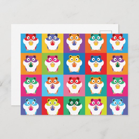 Carte postale de hamsters Pop Art (Devant / Derrière)