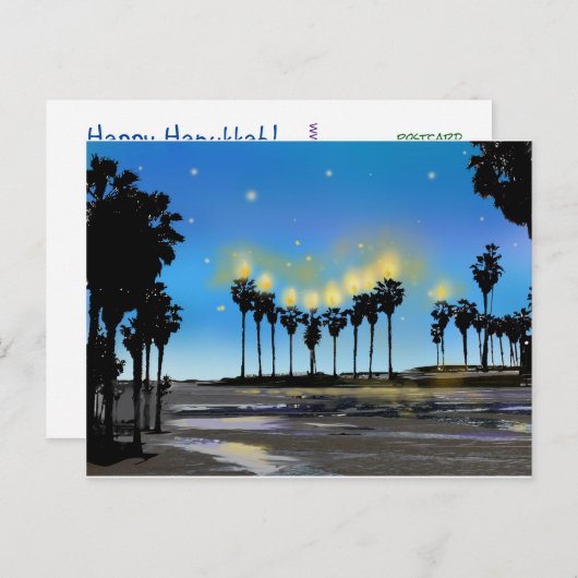 Carte postale de Hanoukka de plage de la (Devant / Derrière)