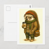 Carte postale de hérisson hipster (Devant / Derrière)