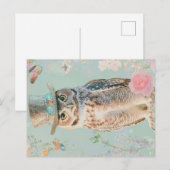 carte postale de hibou avec un chapeau (Devant / Derrière)