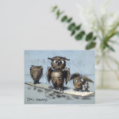 Carte postale de hiboux flottants victoriens  (Debout devant)