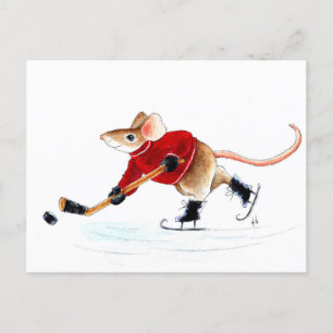 Carte postale de hockey souris mignonne Elbows Up!