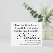 Carte postale de Jeannette Rankin Citation 'Nasty  (Debout devant)