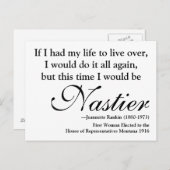 Carte postale de Jeannette Rankin Citation 'Nasty  (Devant / Derrière)