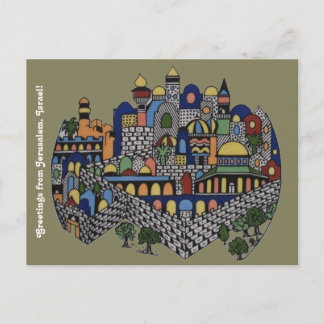 Carte postale de Jérusalem colorée