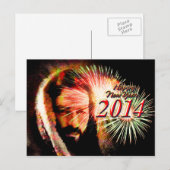 Carte postale de Jésus d'amour de la bonne année (Devant / Derrière)