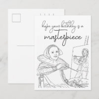 Carte postale de joyeux anniversaire à colorier