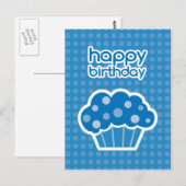 carte postale de joyeux anniversaire cupcake bleu (Devant / Derrière)