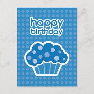 carte postale de joyeux anniversaire cupcake bleu