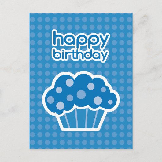 carte postale de joyeux anniversaire cupcake bleu (Devant)