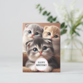Carte postale de joyeux anniversaire Trois Chatons (Debout devant)