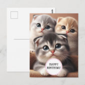 Carte postale de joyeux anniversaire Trois Chatons (Devant / Derrière)