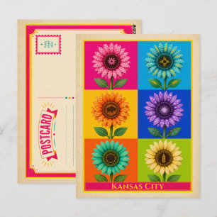 Carte postale de Kansas City Kansas Tournesol Vint