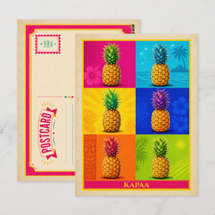 Carte postale de Kapaa Hawaii Ananas Vintage Pop A