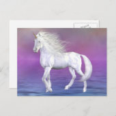 Carte postale de la beauté blanche de licorne (Devant / Derrière)