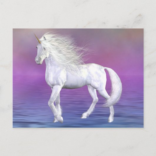 Carte postale de la beauté blanche de licorne (Devant)